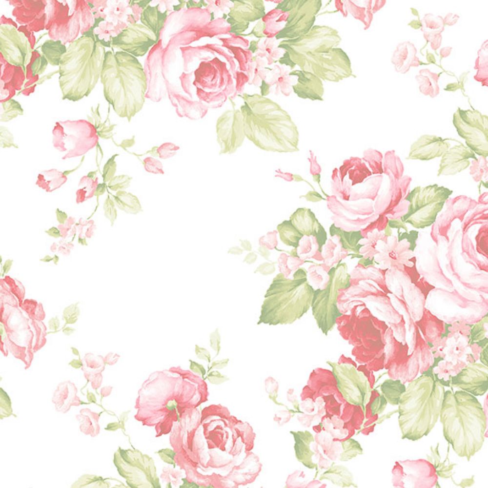 Patton Wallcoverings AB27612 Flourish (Abby Rose 4) Grand Floral Wallpaper in Pinks & Greens